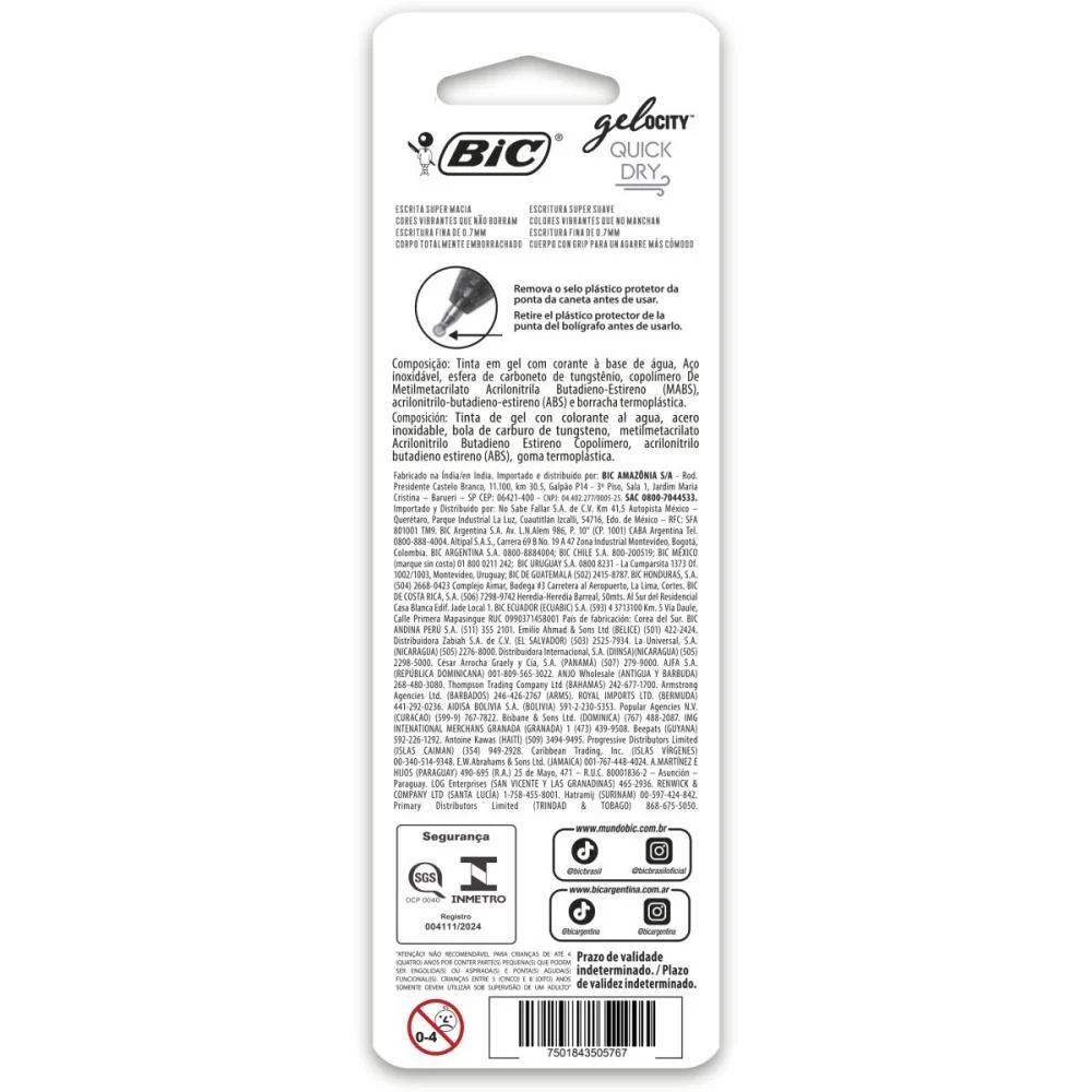 Caneta Gel Bic Quick Dry Az Cl./Lar. Bic (Blister) - imagem 5