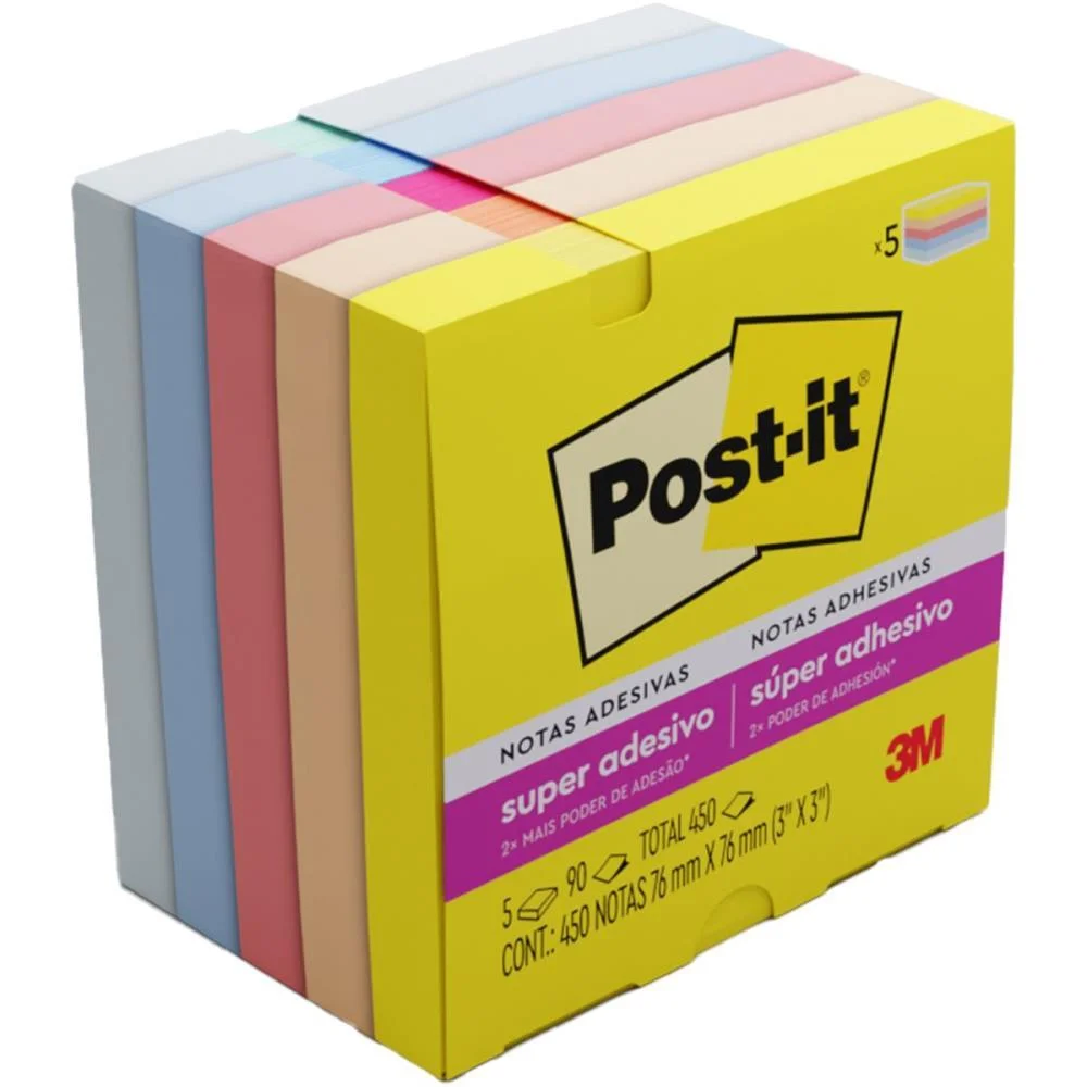 Bloco De Recado Post-It 76Mmx76Mm Alegria 90Fls. 3M (Pct.c/05) - imagem 2
