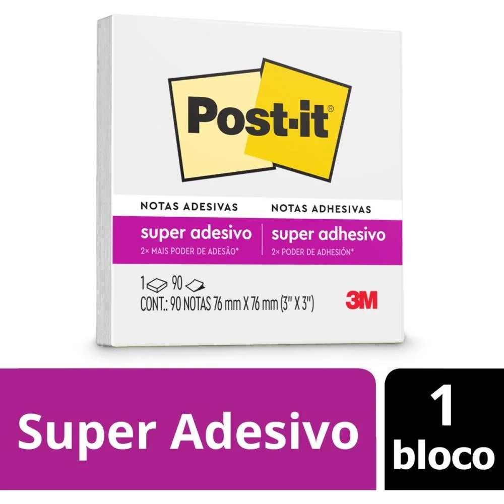 Bloco De Recado Post-It 76Mmx76Mm Branco Neve 90Fls 3M - imagem 3