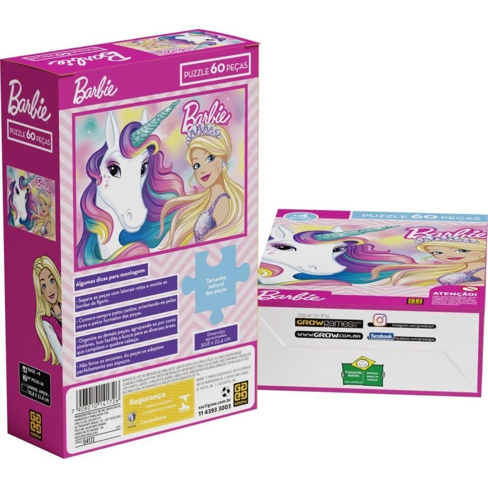 Quebra-Cabeca Cartonado Barbie P60 Grow - imagem 5