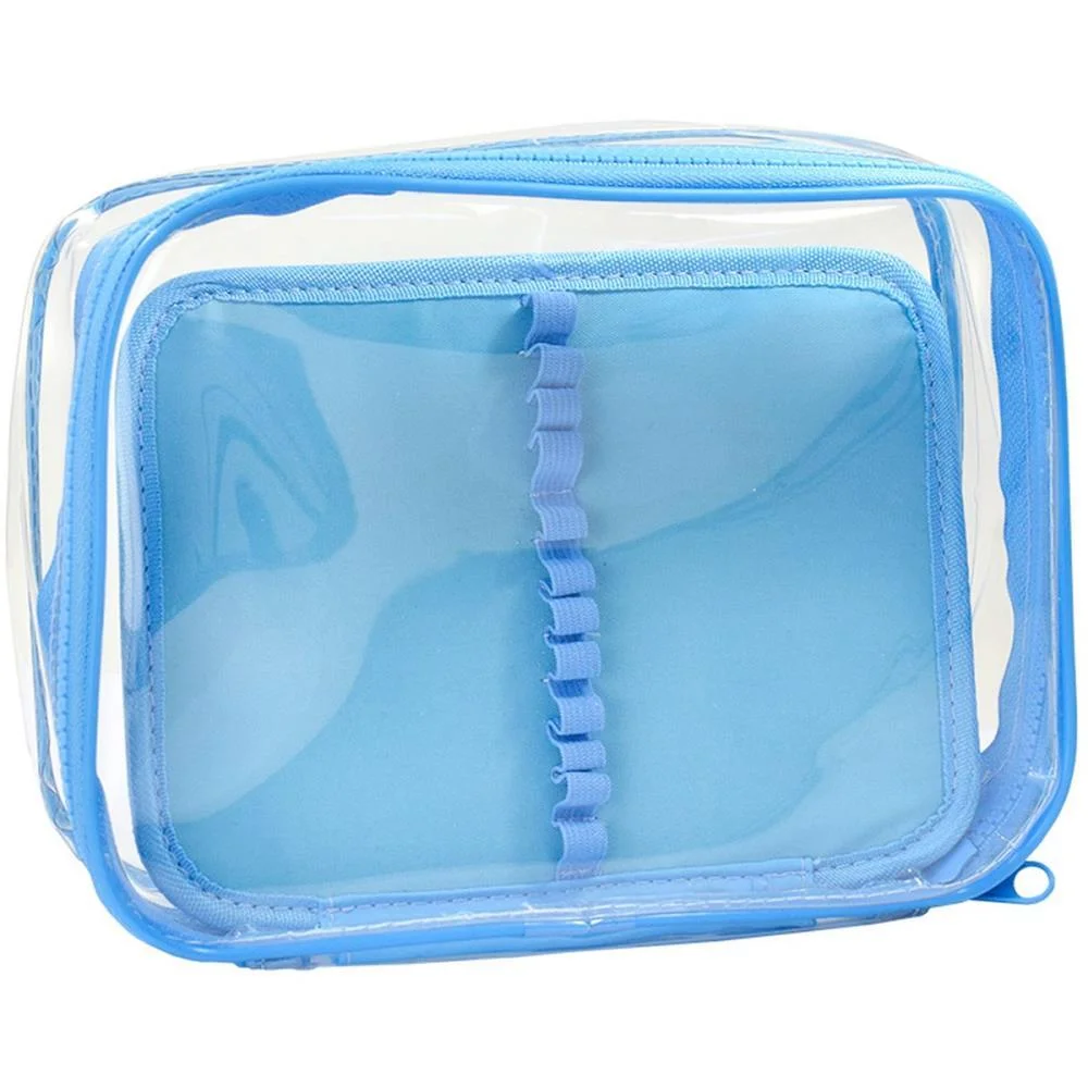 Estojo Box Pvc Cristal Azul G C/Divisoria Dac - imagem 3