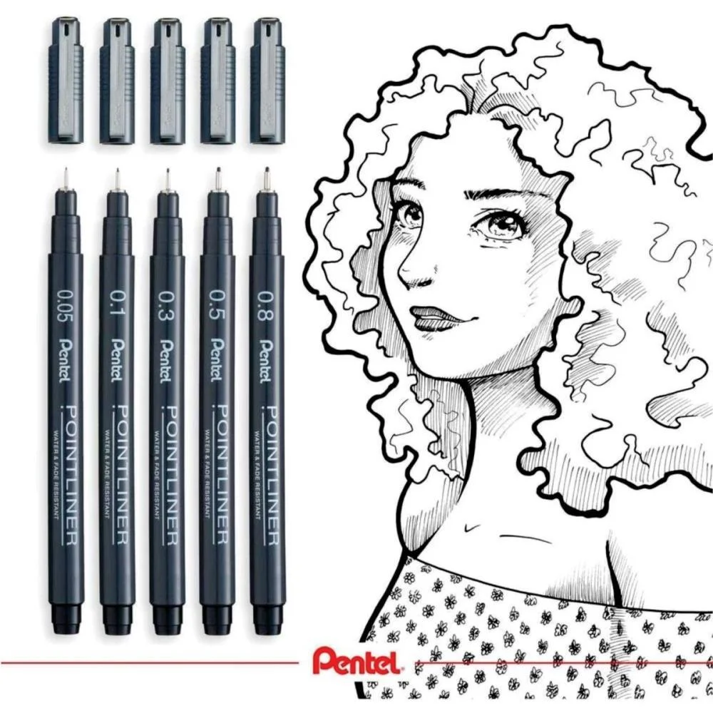 Caneta Nanquim Tecnica Preta C/11 Pontas Pentel (Estojo) - imagem 5