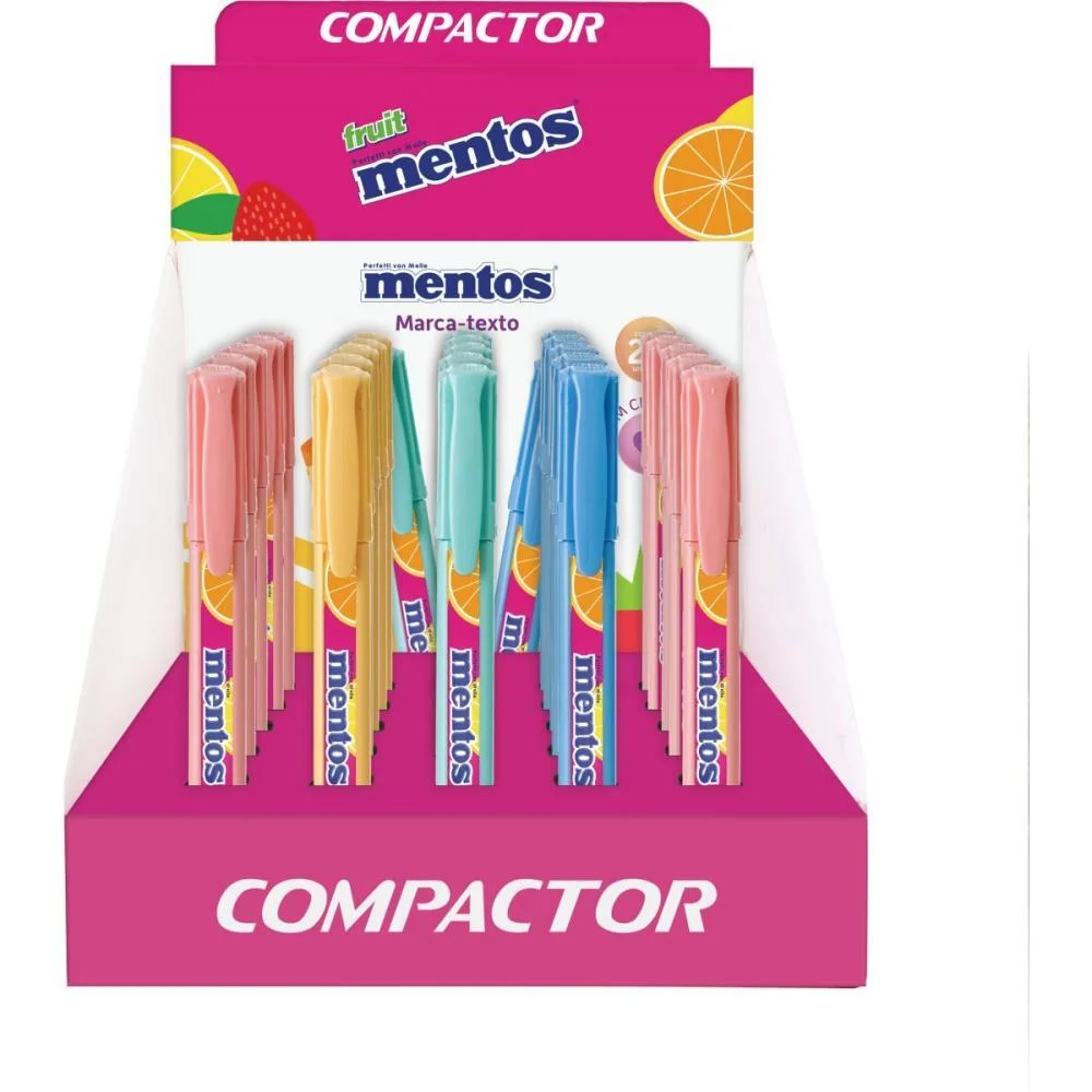 Caneta Marca Texto Destaq Mentos C/Cheiro 4Cores Compactor (Dp.c/25) - imagem 2
