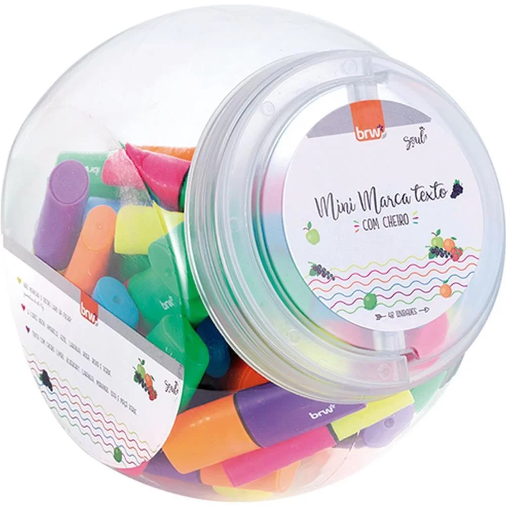Caneta Marca Texto Mini C/Cheiro 6Cores Neon Brw (Pote-48) - imagem 2