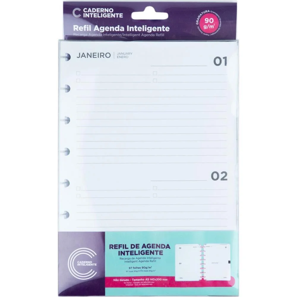 Caderno Inteligente Refil A5 Refil Agenda 90G 97Fls Caderno Inteligente (Pacote) - imagem 5