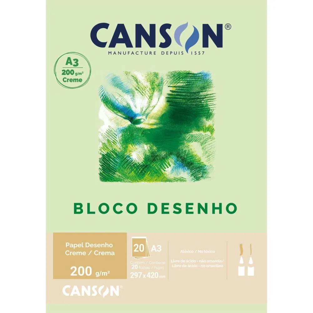 Bloco Para Educacao Artistica Creme A3 200G 20Fls Universit. Canson - imagem 2