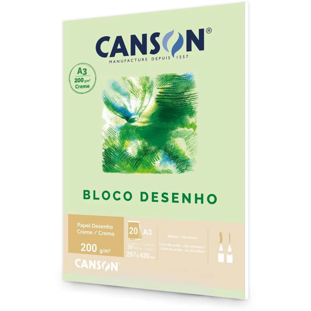 Bloco Para Educacao Artistica Creme A3 200G 20Fls Universit. Canson - imagem 3