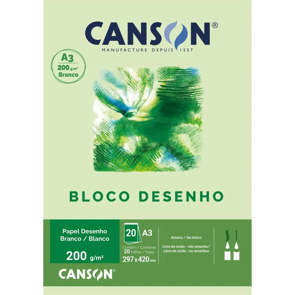 Bloco Para Educacao Artistica Branco A3 200G 20Fls Artístico Canson - imagem 4