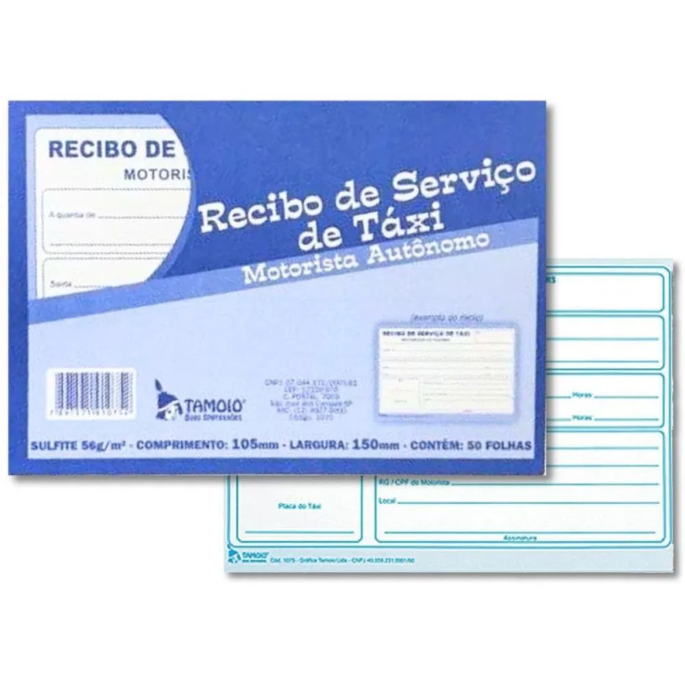 Impresso Recibo Taxi 50Fls 105X150Mm Tamoio (Pct.c/20) - imagem 3