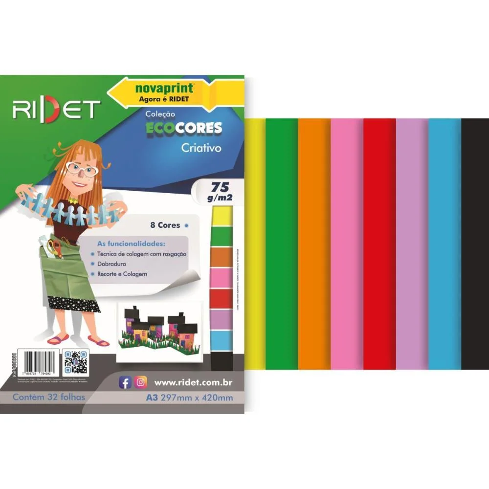 Bloco Para Educacao Artistica Criativo A3 8 Cores 75G. 32Fls Ridet (Pacote) - imagem 3