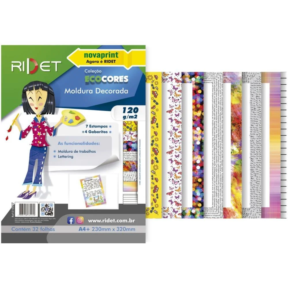 Bloco Para Educacao Artistica Moldura A4 Deco.120G.32F.23X32 Ridet (Pacote) - imagem 2