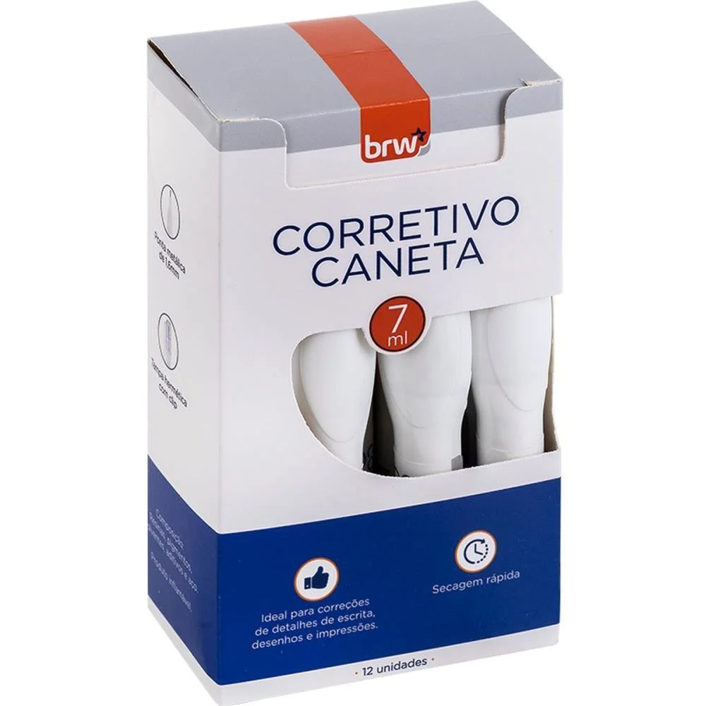 Caneta Corretiva 7Ml Ponta Metalica Brw (Cx.c/12) - imagem 2
