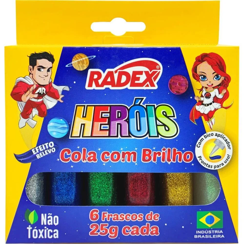 Cola Com Glitter Tubo 25G. 6 Cores Radex (Estojo) - imagem 3