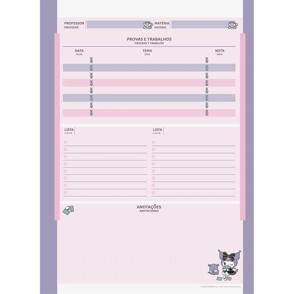 Caderno 01X1 Capa Dura Kuromi 80 Fls Jandaia (Pct.c/04) - imagem 13