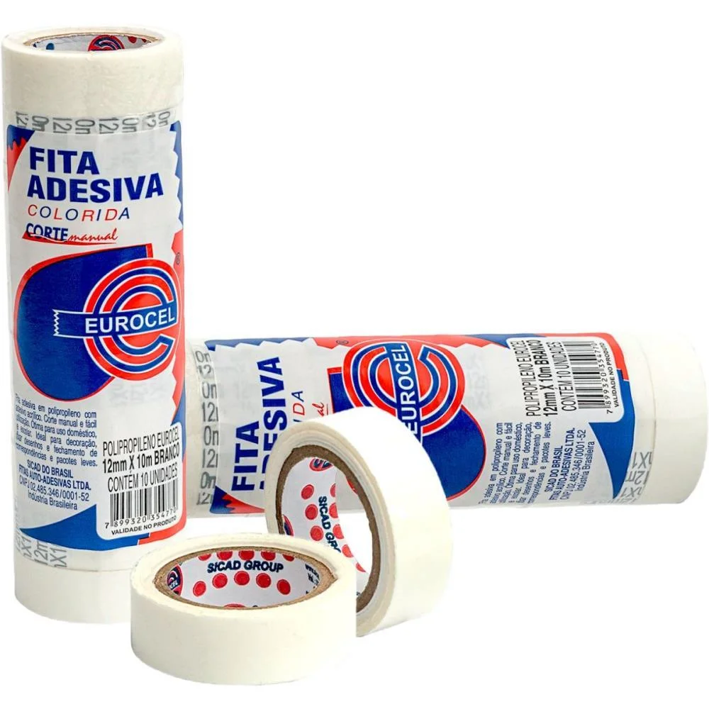 Fita Adesiva Pp 2000 12Mmx10M Branca Eurocel (Pct.c/10) - imagem 2