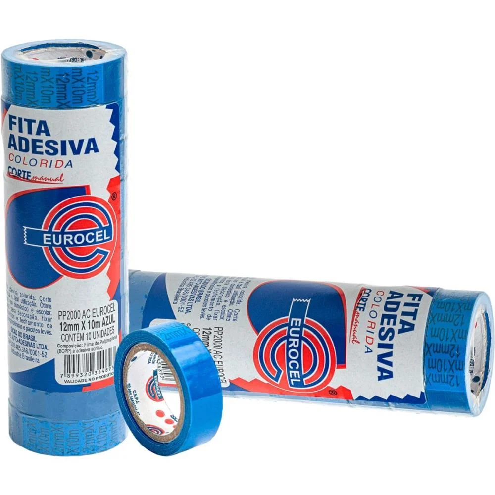 Fita Adesiva Pp 2000 12Mmx10M Azul Eurocel (Pct.c/10) - imagem 2