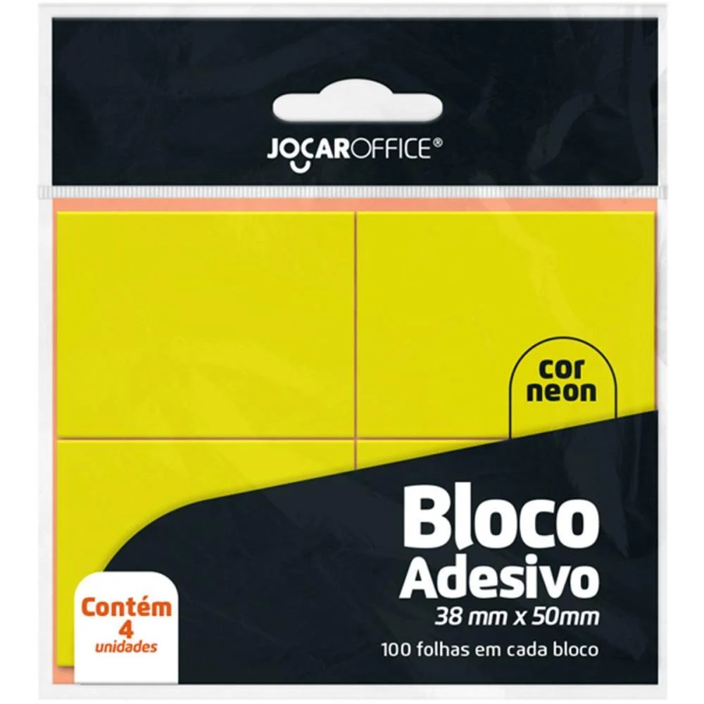 Bloco De Recado Autoadesivo Amarelo Neon 38X50Mm 100Fls. Leonora (Bl.c/04) - imagem 4