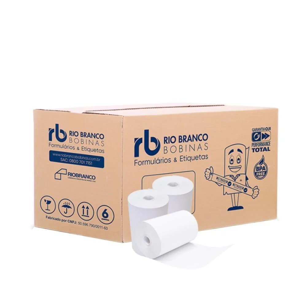 Bobina Termica 80Mmx30M Branca 44G S/Tubete Rio Branco Bobinas (Cx.c/30) - imagem 2