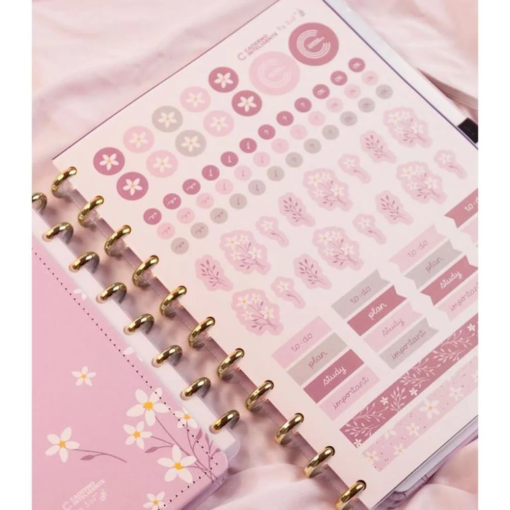 Caderno Inteligente Grande Pink Blossom By Sof 80Fls Caderno Inteligente - imagem 6