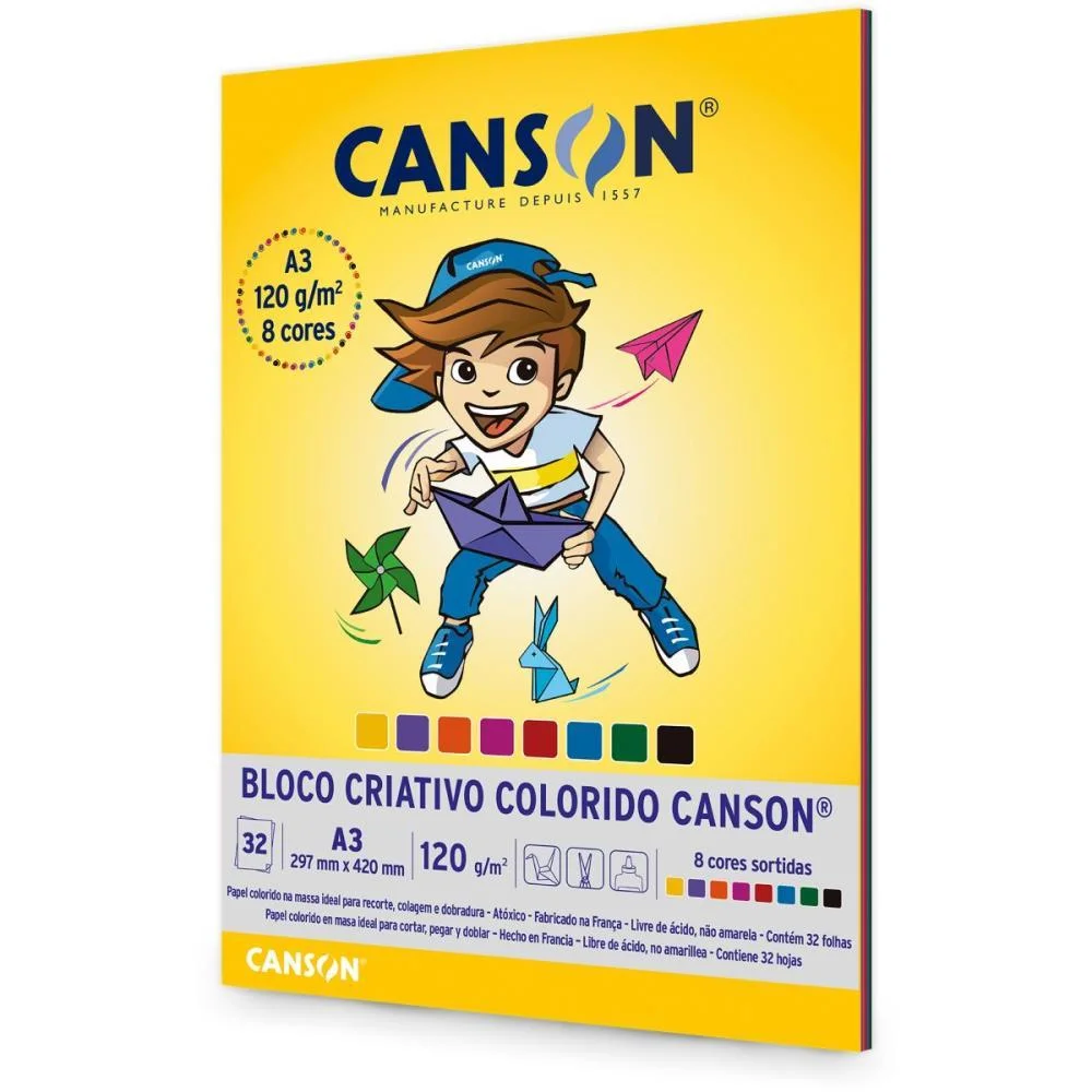 Bloco Para Educacao Artistica 8 Cores A3 120G. 32Fls Canson - imagem 3