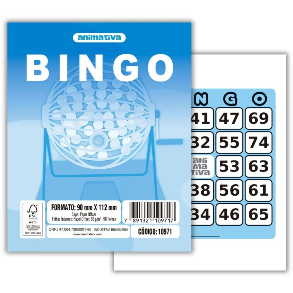 Bloco Para Bingo Azul 90X112Mm 96 Folhas Animativa (Pct.c/10) - imagem 3