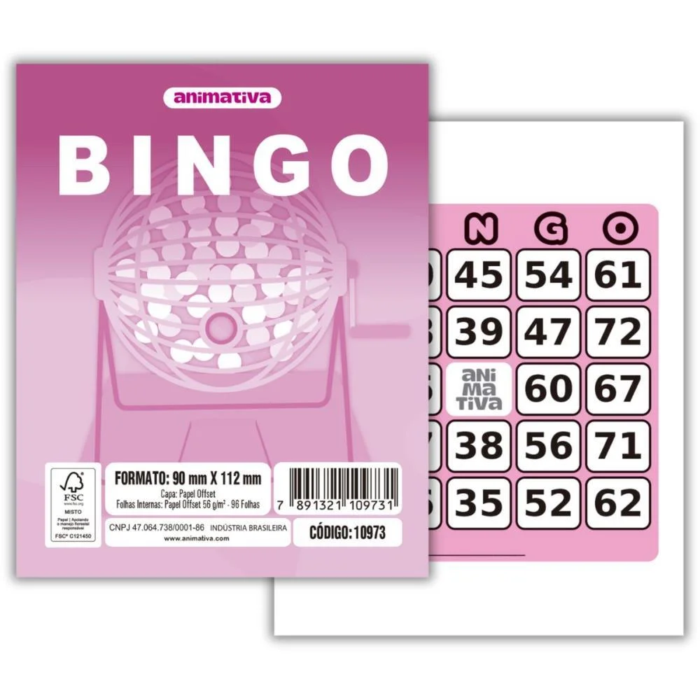 Bloco Para Bingo Rosa 90X112Mm 96 Folhas Animativa (Pct.c/10) - imagem 2
