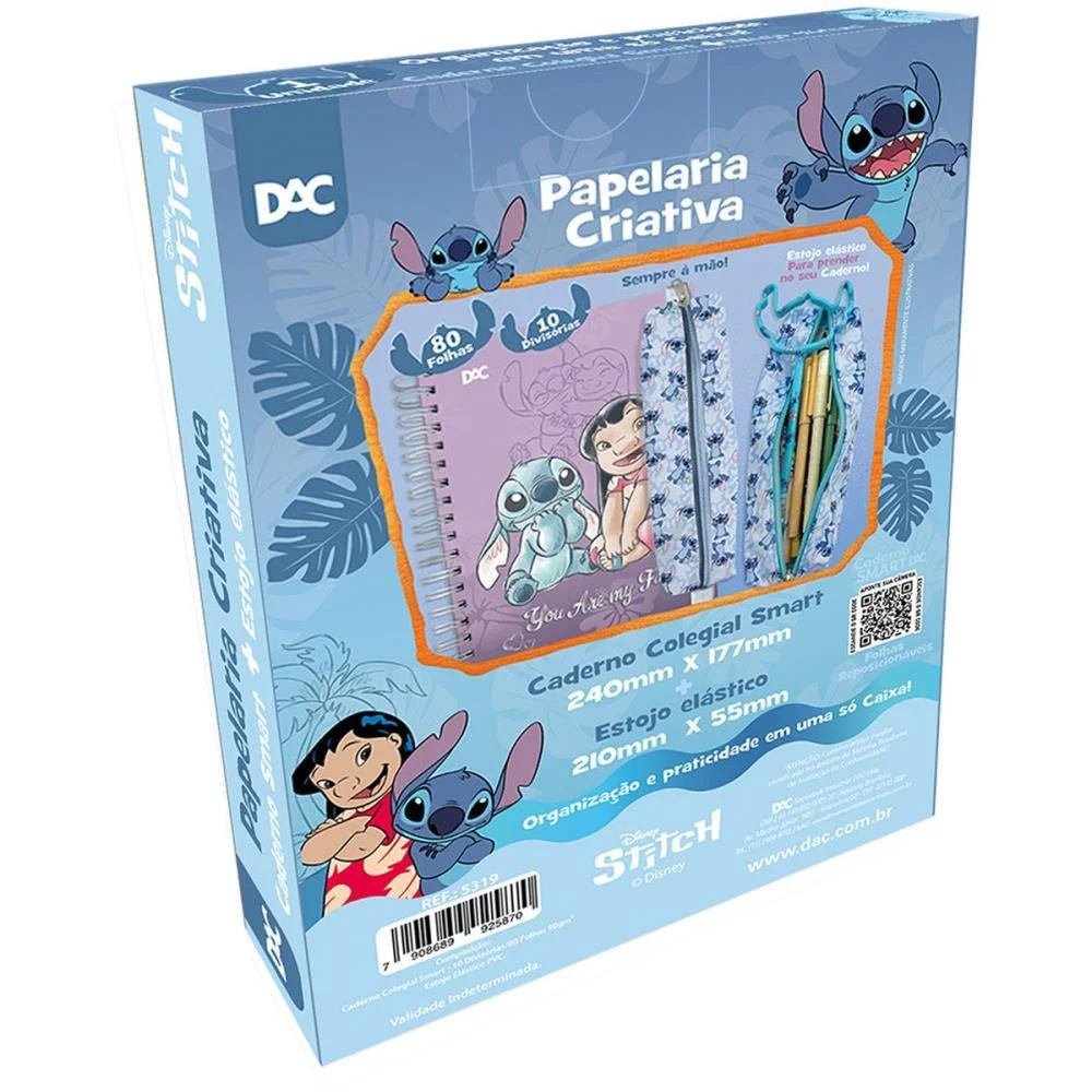 Caderno 01X1 Cp.dura Colegial Stitch Smart 80F. +1 Estojo Dac - imagem 6