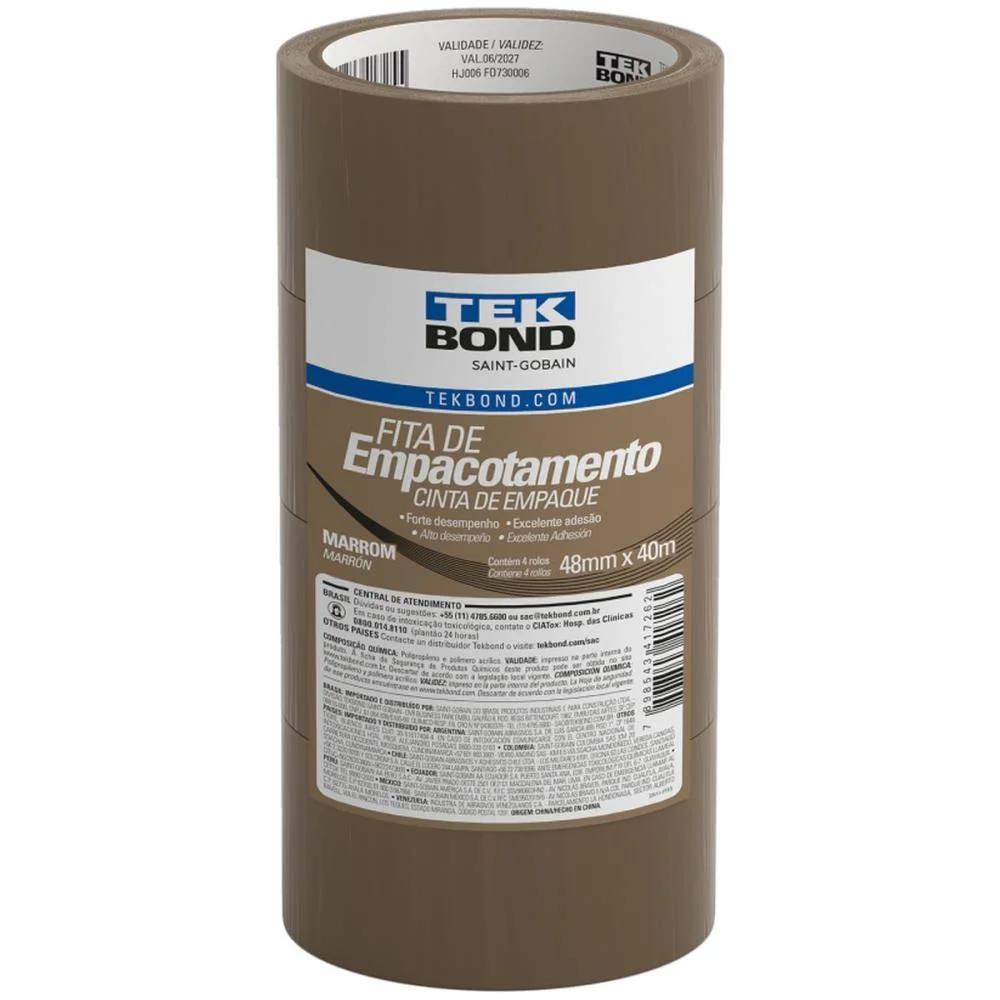 Fita Para Empacotamento Pp 48Mmx40M Marrom Tekbond (Pct.c/04) - imagem 3