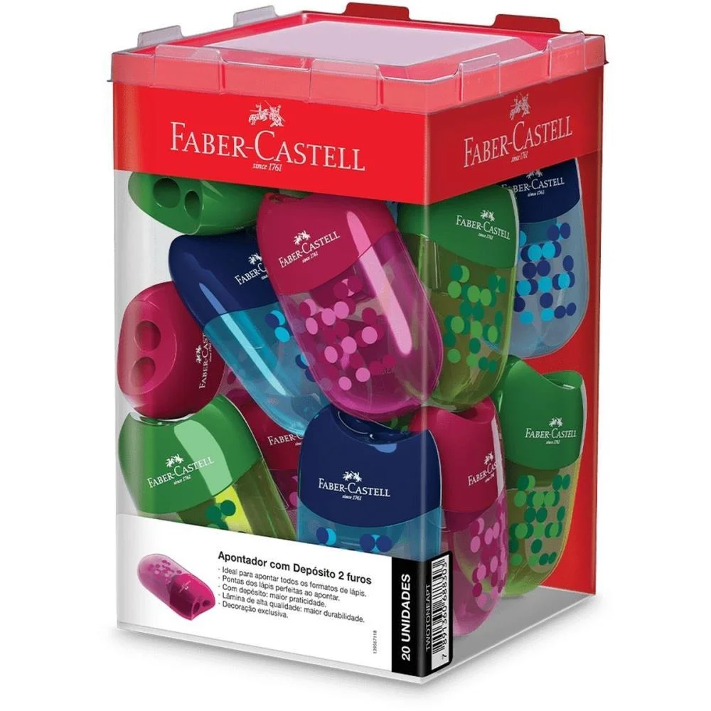 Apontador Com Deposito Two Tone 3 Cores Faber-Castell C/ 20 Unidades - imagem 2