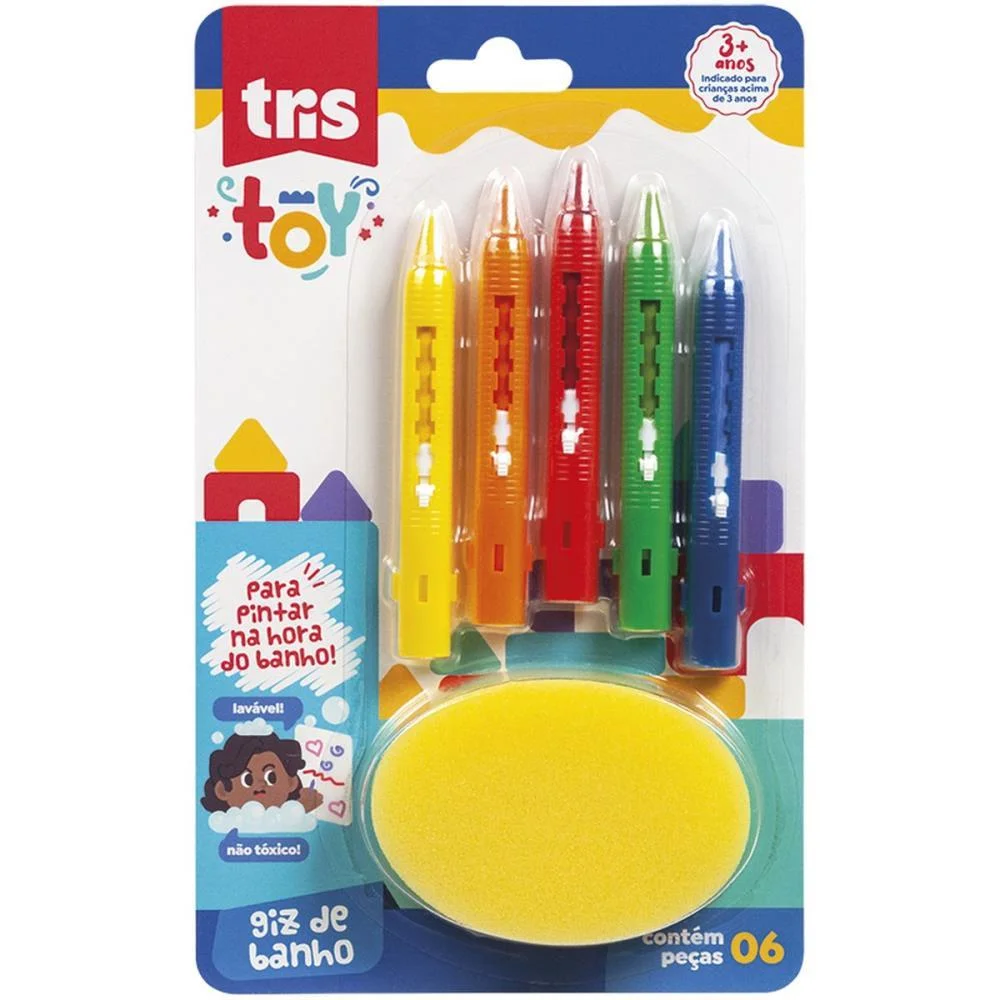 Giz De Cera Jumbo Tris Toy P/Banho Apag.c/Esponj Summit (Blister) - imagem 2