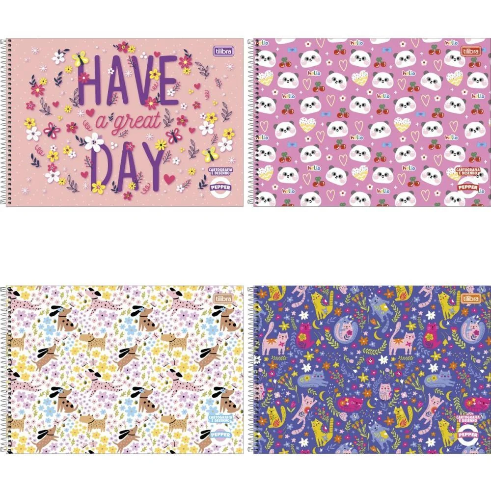 Caderno Desenho Univ Capa Dura Pepper Espiral 80Fls Feminino Tilibra (Pct.c/04) - imagem 2