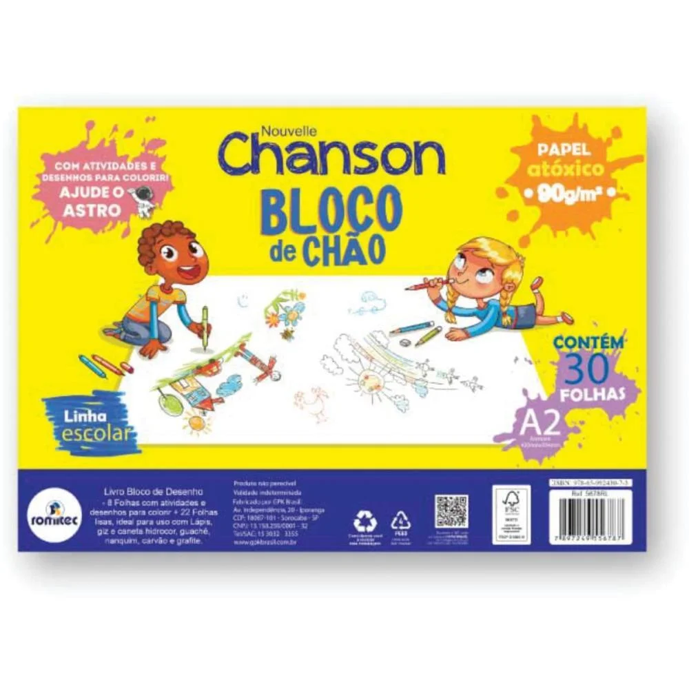 Bloco Para Educacao Artistica Desenho De Chao A2 90G 30Fl Romitec - imagem 3