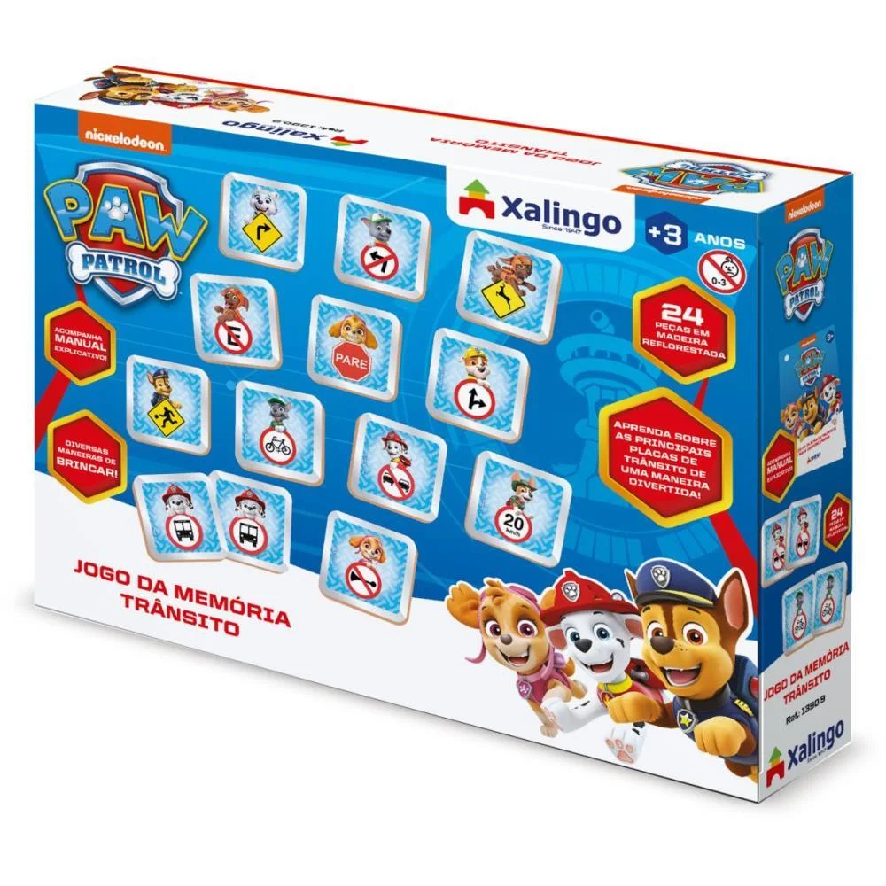 Jogo Da Memoria Patrulha Canina Transito 24Pcs Xalingo - imagem 3