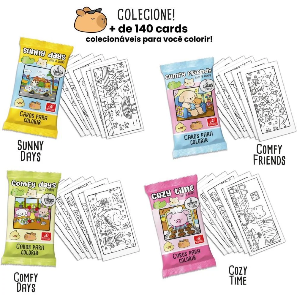 Card De Colorir Comfy E Cozy Com 6Un Brinc. De Crianca - imagem 8