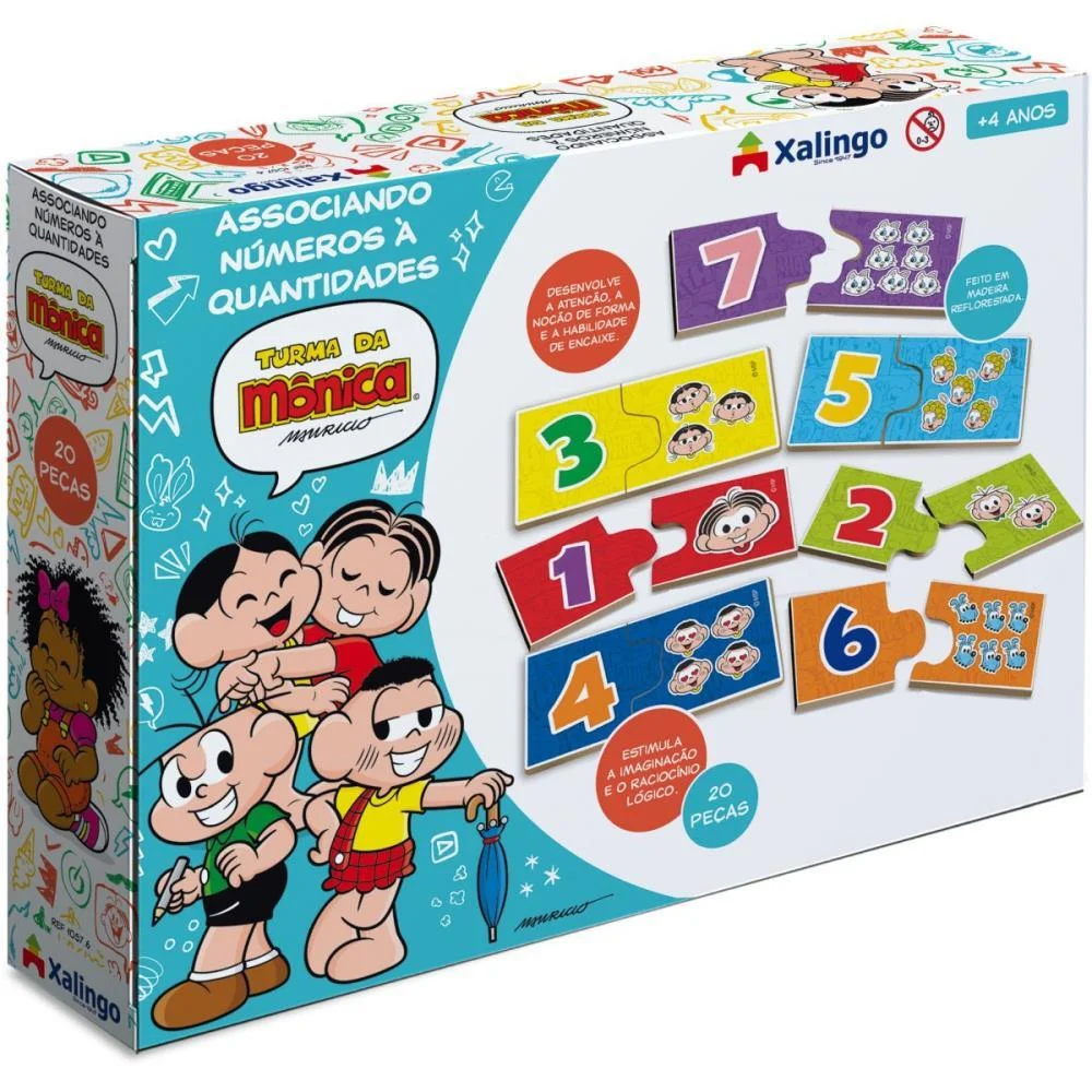 Brinquedo Pedagogico Turma Da Monica Num/Quant 20Pc Xalingo - imagem 2