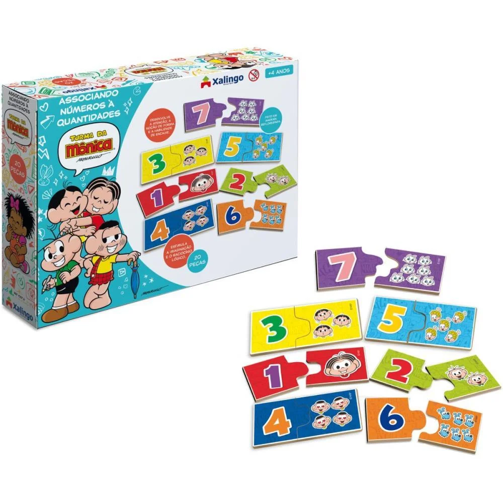 Brinquedo Pedagogico Turma Da Monica Num/Quant 20Pc Xalingo - imagem 5
