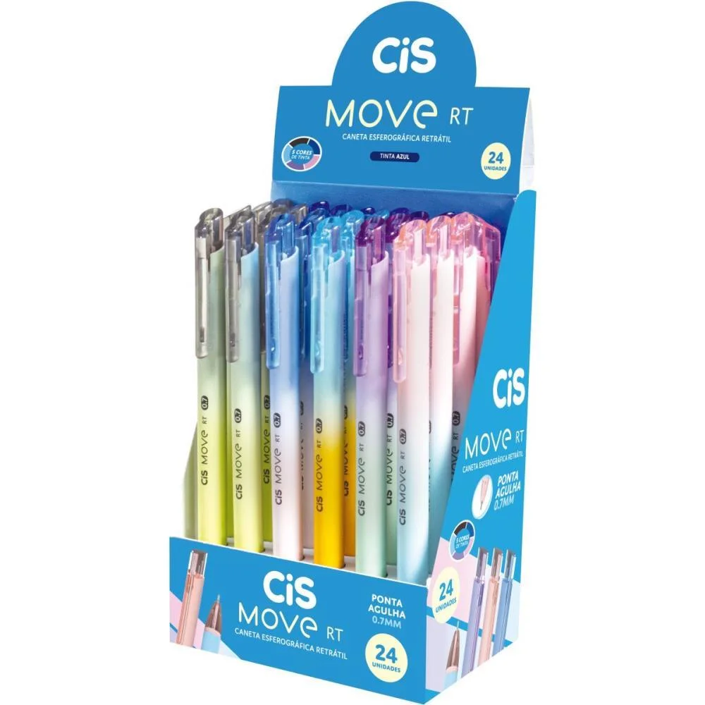 Caneta Esferografica Retratil Cis Move 0.7Mm 5 Cores (S) Sertic C/ 24 Unidades - imagem 4