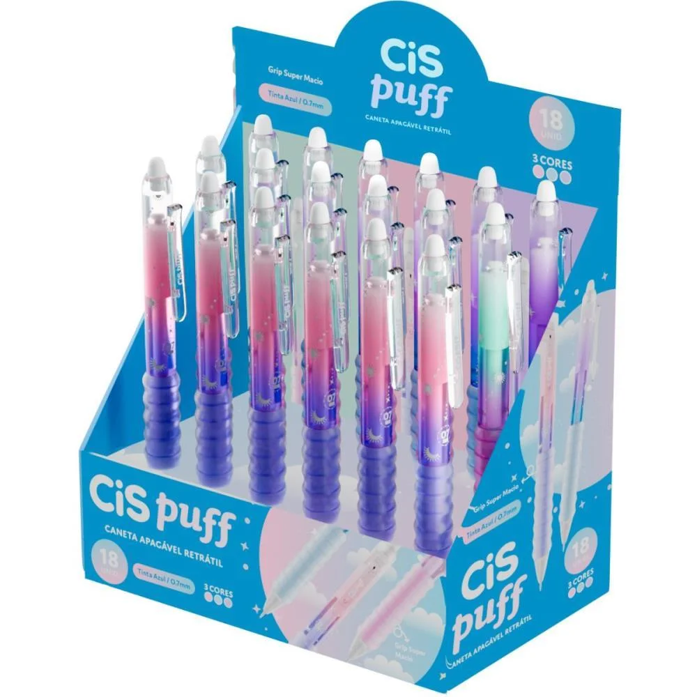 Caneta Apagavel Cis Puff Gel Rt 0.7Mm T.azu (S Sertic C/ 18 Unidades - imagem 4