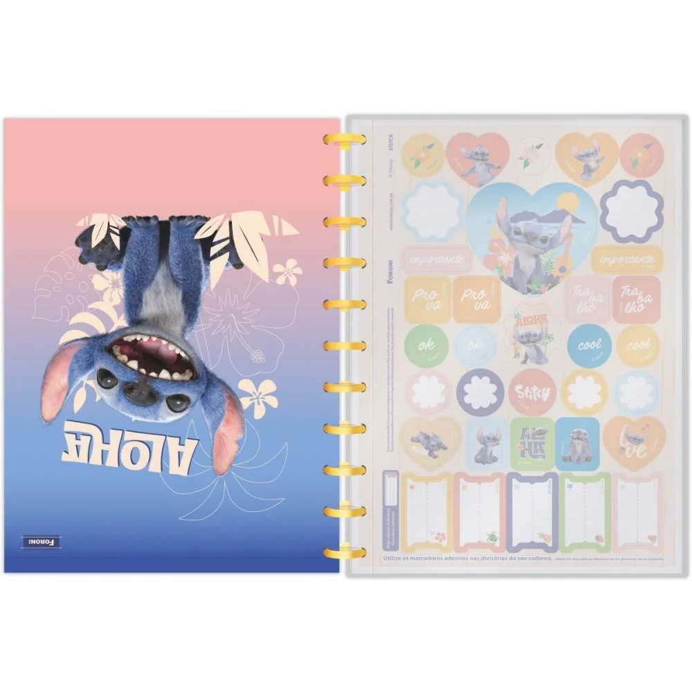 Caderno 10X1 Capa Dura Stitch Movie Disco 160F Foroni - imagem 4