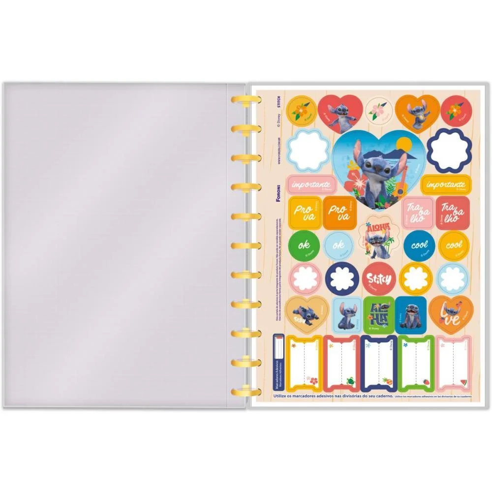 Caderno 10X1 Capa Dura Stitch Movie Disco 160F Foroni - imagem 5