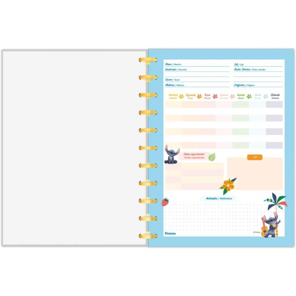 Caderno 10X1 Capa Dura Stitch Movie Disco 160F Foroni - imagem 6