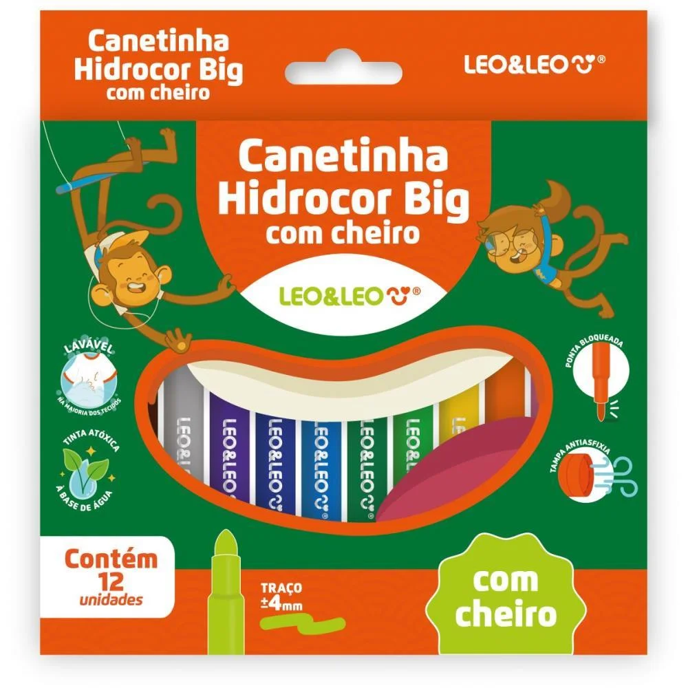 Caneta Hidrografica Jumbo Leo E Leo Big C/Aroma 12 Core Leonora (Estojo) - imagem 2