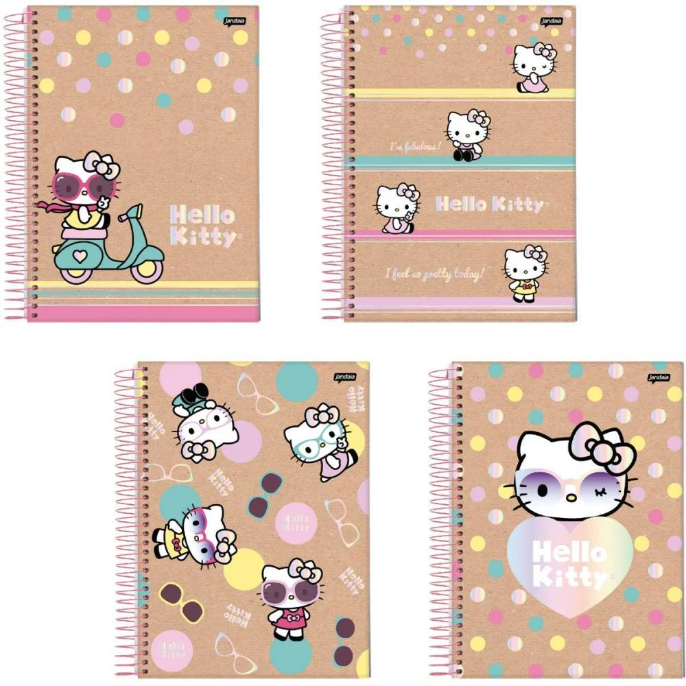 Caderno 01X1 Capa Dura Hello Kitty Kraft 80Fls I.a Jandaia (Pct.c/04) - imagem 2