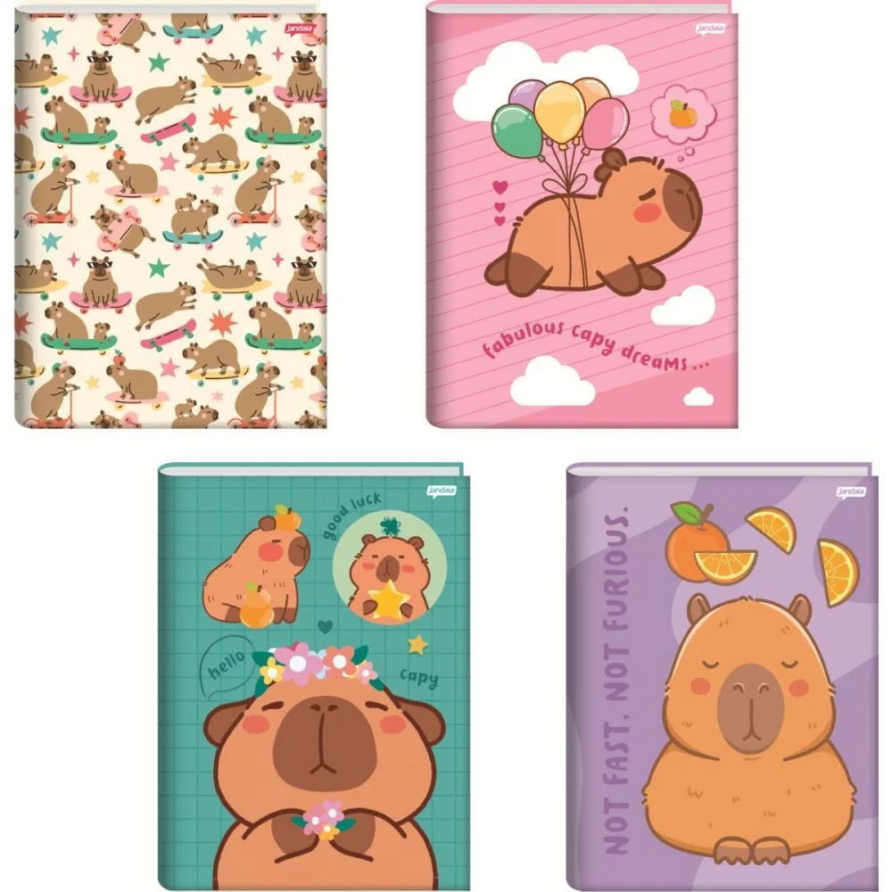 Caderno Brochura Pequeno Capa Dura Capyvibes 80Fls. Jandaia (Pct.c/05) - imagem 3