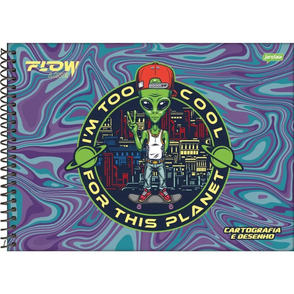 Caderno Desenho Univ Capa Dura Flow 80Fls. Jandaia (Pct.c/04) - imagem 3