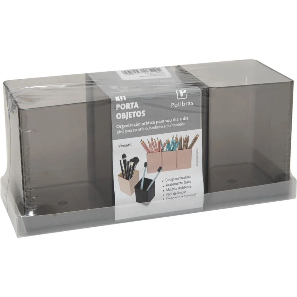 Acessorio Para Mesa Organizador Office Cristal 3 P Polibras (Kit) - imagem 4