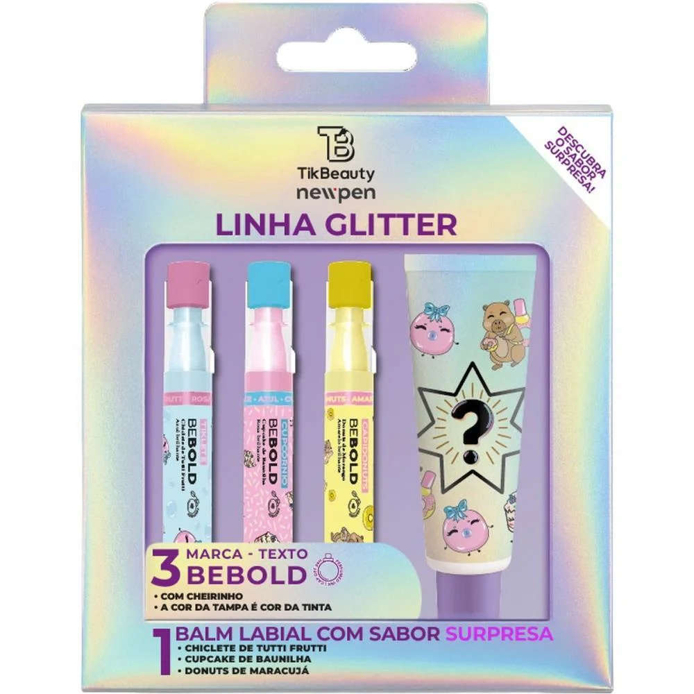 Caneta Marca Texto 3 Bebold + 1 Balm Labial Newpen - imagem 3