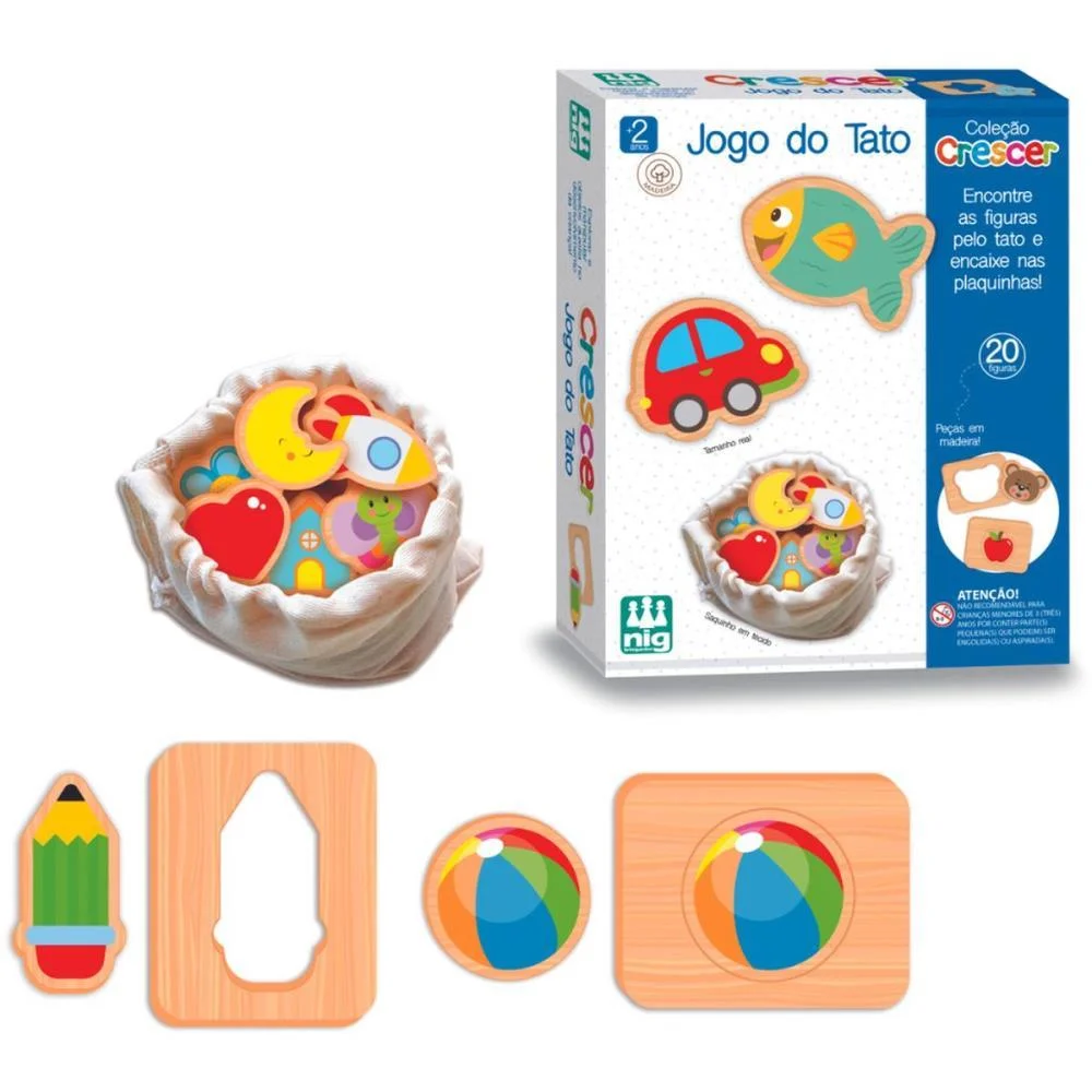 Brinquedo Educativo Jogo Do Tato Em Madeira 20Pcs Nig Brinquedos - imagem 2