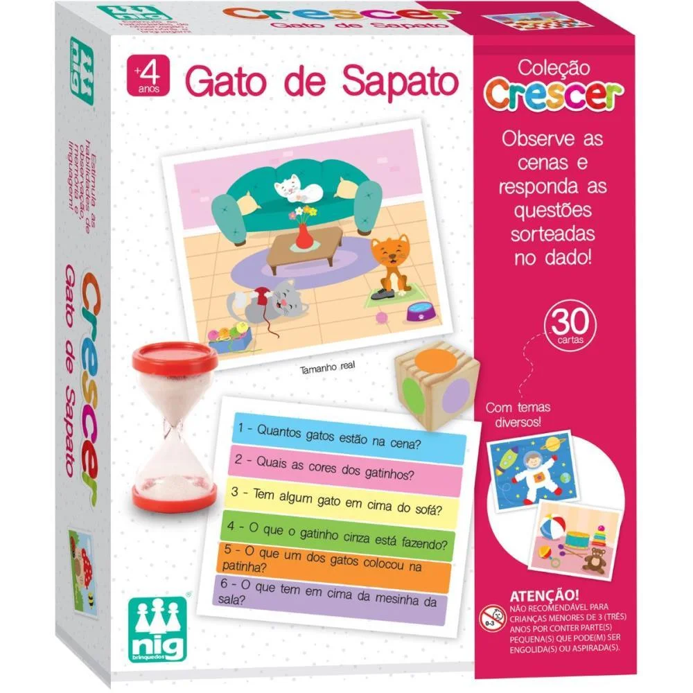 Brinquedo Educativo Gato De Sapato 30Cartas Nig Brinquedos - imagem 10