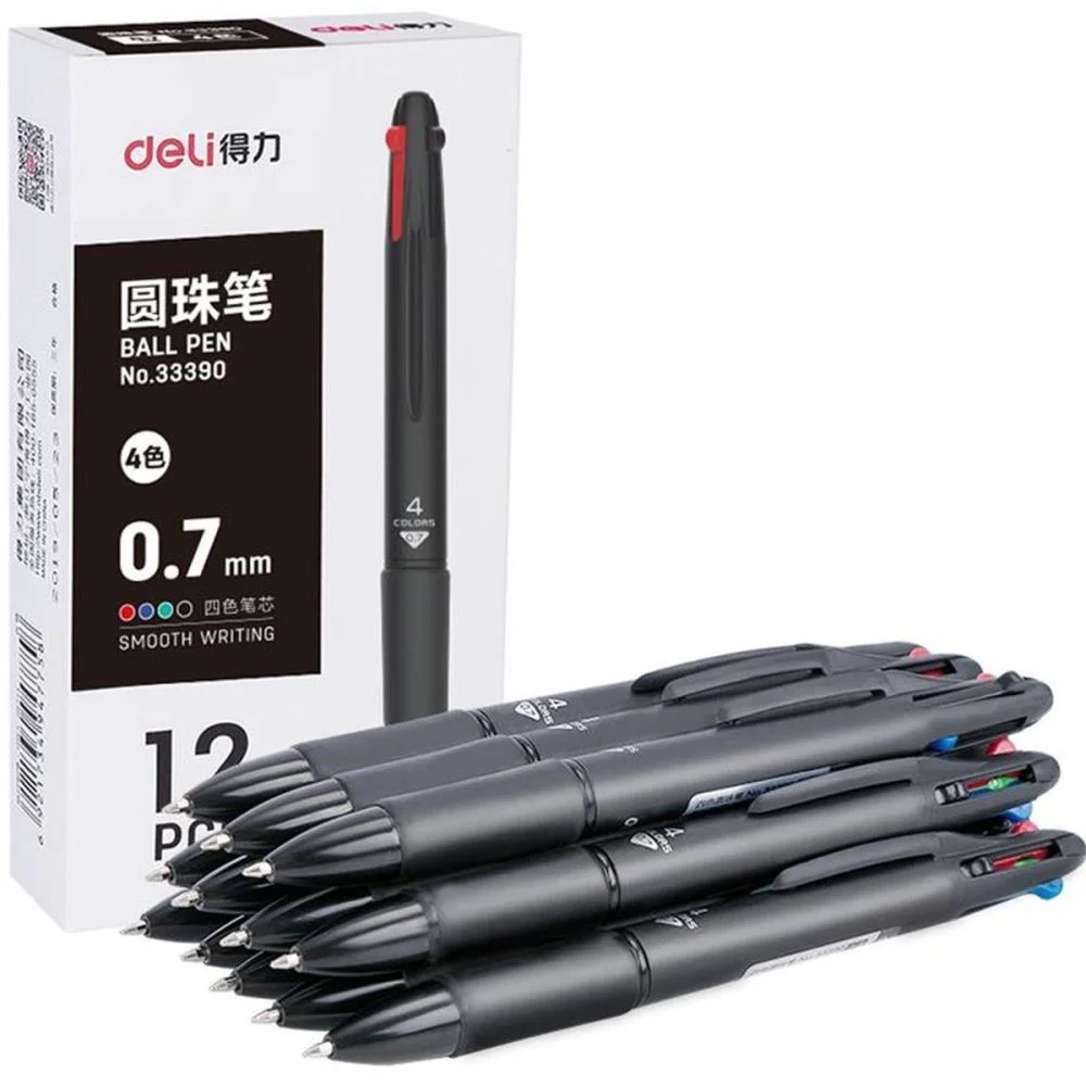 Caneta Esferografica Deli 4 Cores C/Grip Pt 0,7Mm Deli (Cx.c/12) - imagem 2